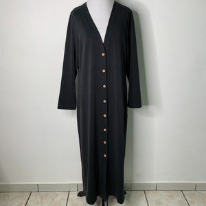 Emerson Fry Women's Black Buttoned V Neck Long Sleeve Maxi Dress Size XL